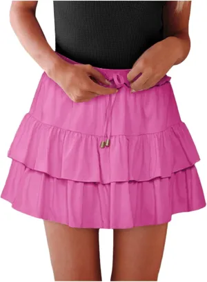 Women Skirts Summer Fashion Women's Sexy Solid Pleated Mini Skirt Trendy Tie Waist Casual Wear Going Out Skirts