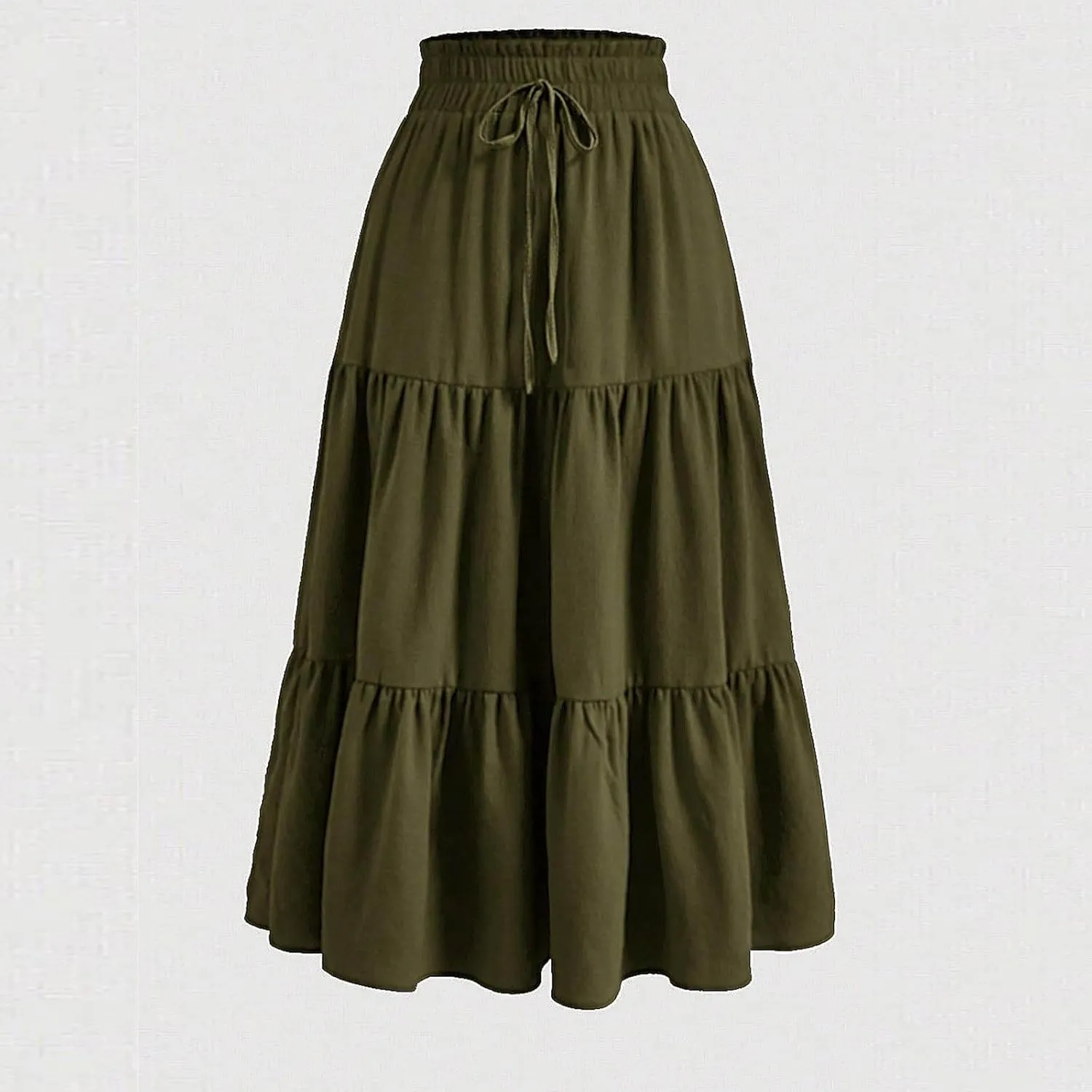 Women Summer Boho Skirts Long Flowy Skirt Tiered A-Line Skirts Maxi Floral Skirt Pleated Beach Skirt High Waist Skirt