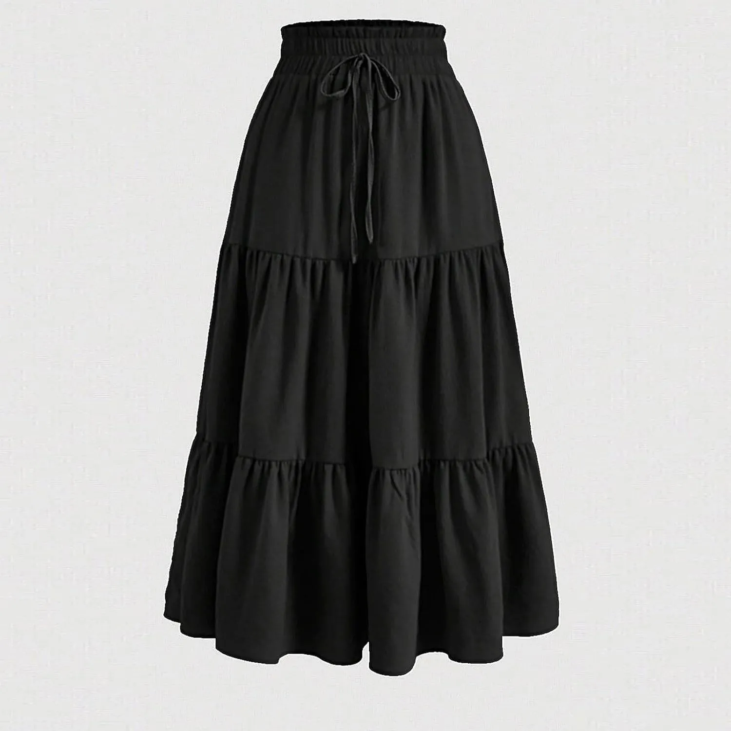 Women Summer Boho Skirts Long Flowy Skirt Tiered A-Line Skirts Maxi Floral Skirt Pleated Beach Skirt High Waist Skirt