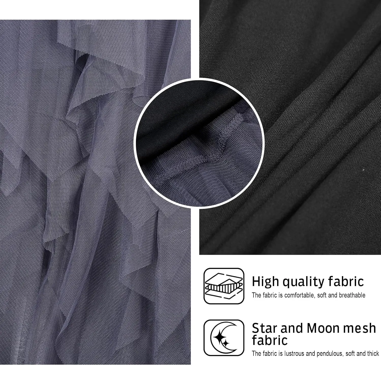 Women Tulle Skirts Layered Tutu Skirt Midi Length Elastic High Waist A Line Skirt