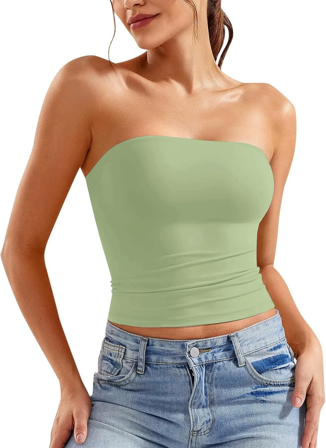 Women Y2K Strapless Backless Tube Top Double Lined Sleeveless Crop Tank 2025 Summer Clothes Going Out