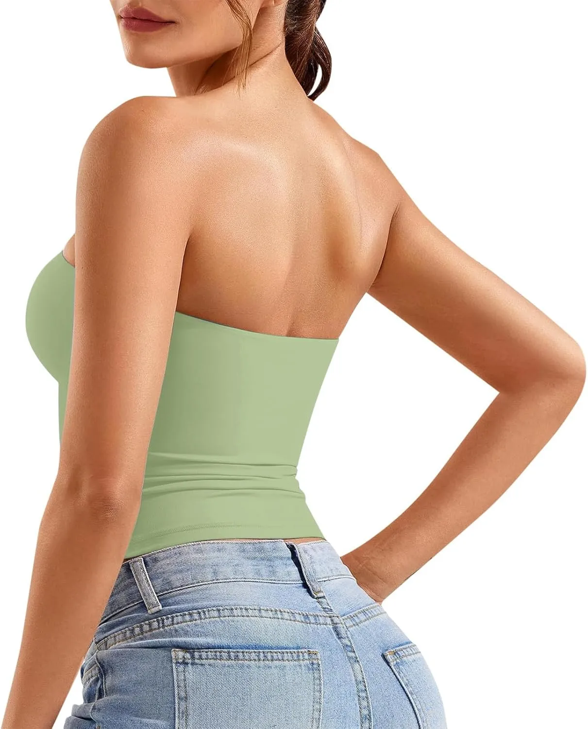Women Y2K Strapless Backless Tube Top Double Lined Sleeveless Crop Tank 2025 Summer Clothes Going Out
