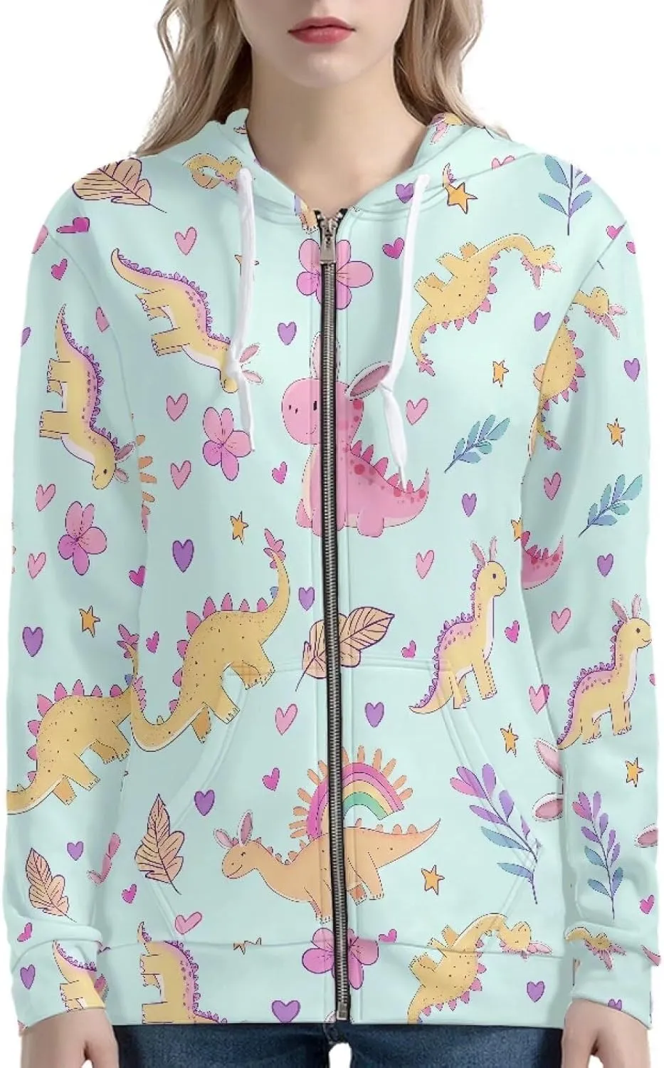 Women Zip Up Hoodies Spring Fall Trendy Cute Thin Long Sleeve Hoodie Coat With Pockets
