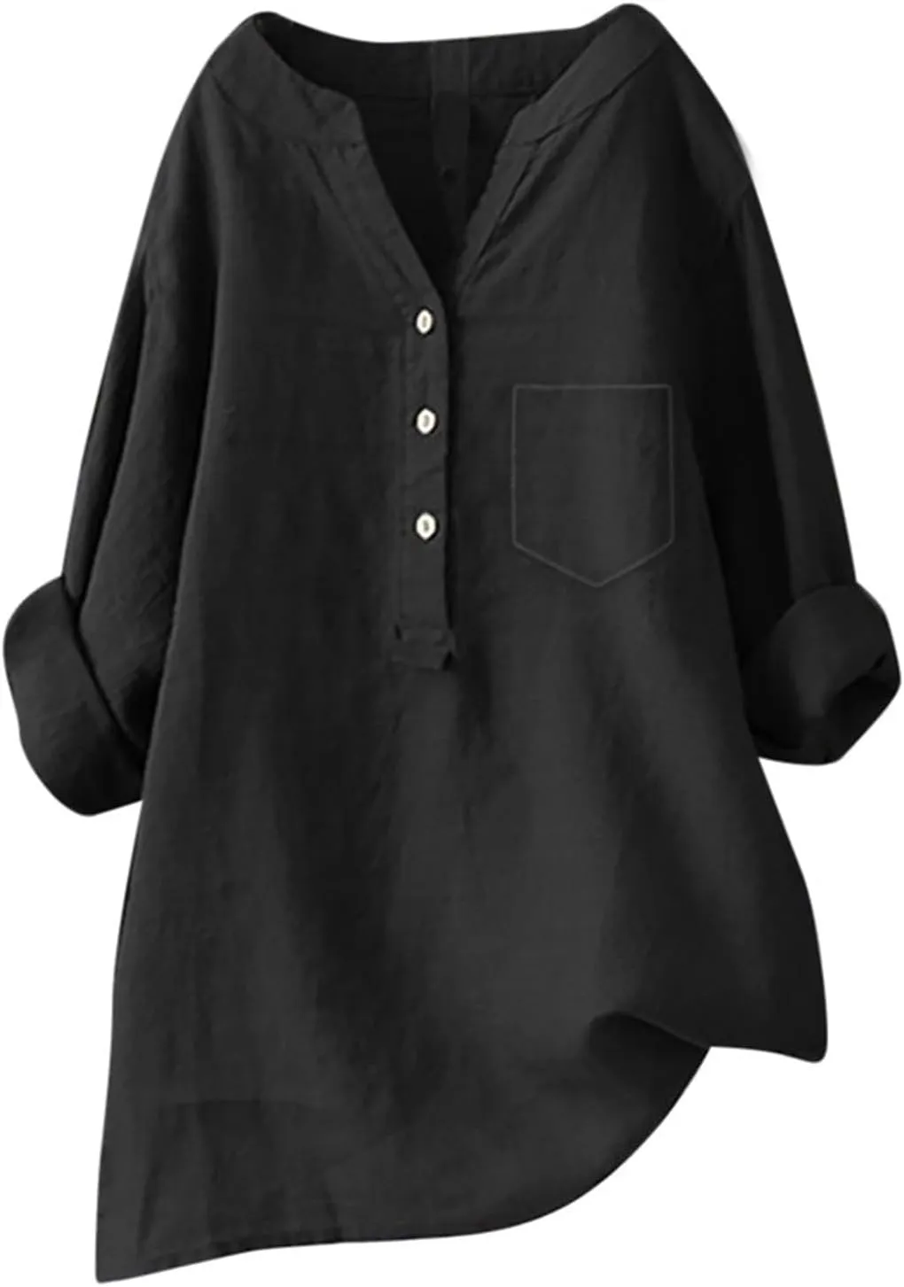 Womens 2025 Stand Collar Blouses Cotton-Linen Short Sleeve T-Shirts Summer Casual Loose Comfort Tops Daily Wear