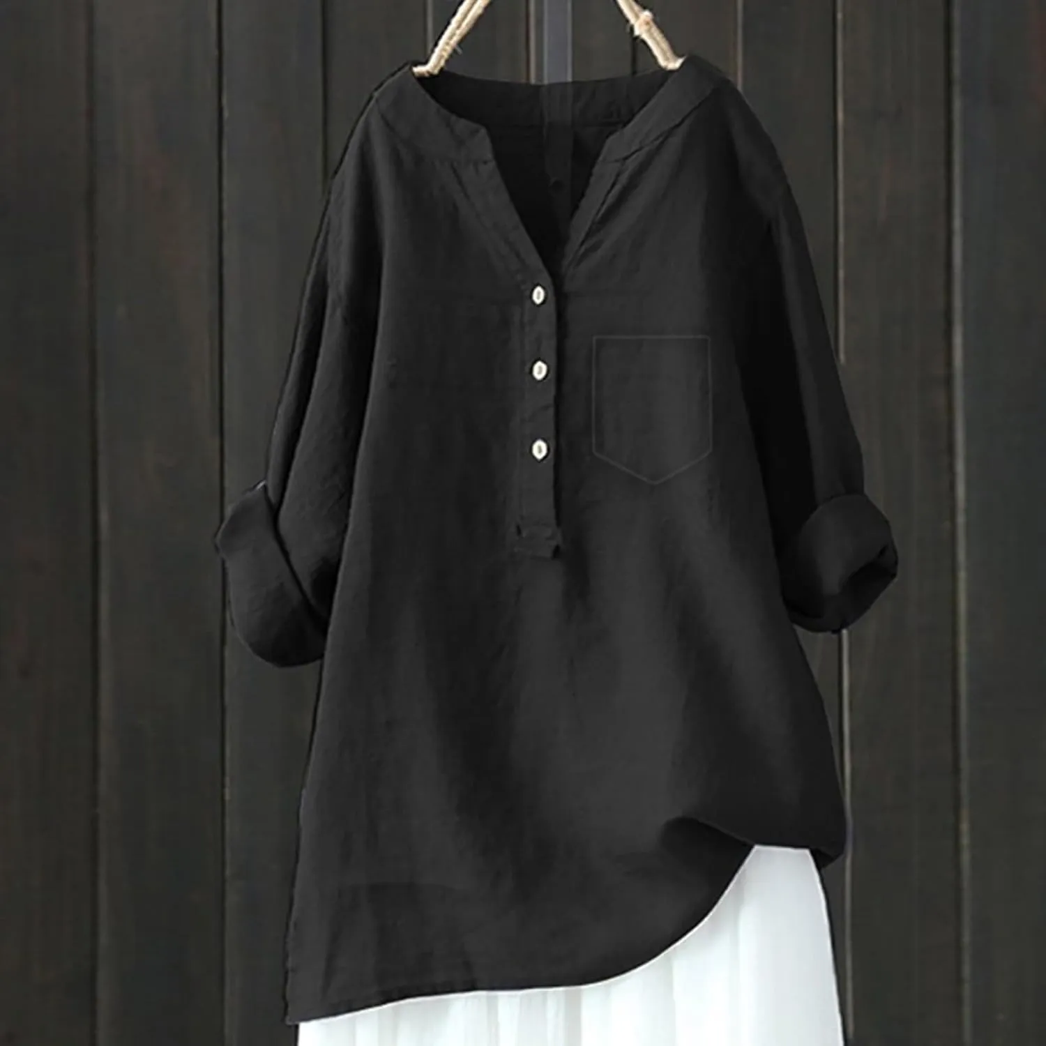 Womens 2025 Stand Collar Blouses Cotton-Linen Short Sleeve T-Shirts Summer Casual Loose Comfort Tops Daily Wear
