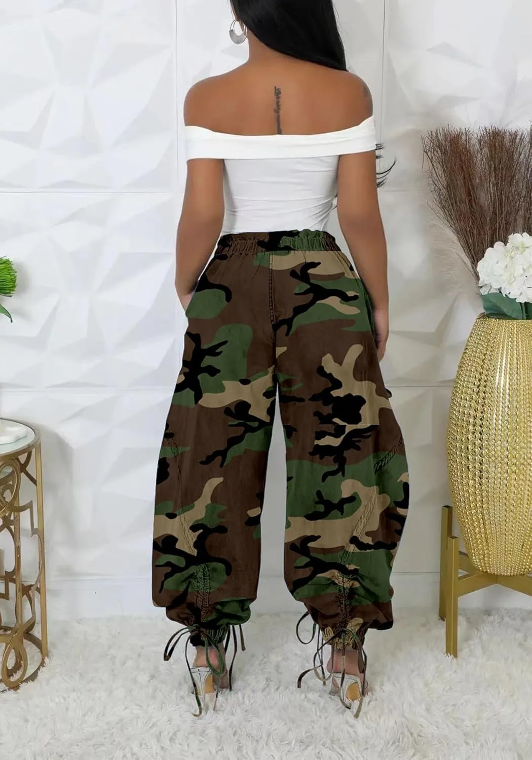 Women's Baggy Jeans Wide Leg Denim Pants Drawstring Bow Tie Joggers Trousers with Pockets Sweatpants