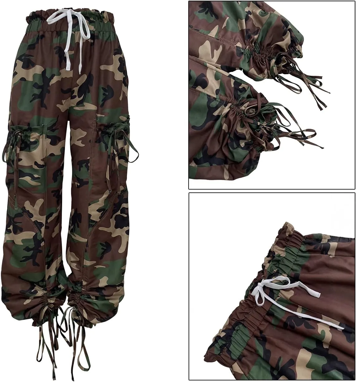 Women's Baggy Jeans Wide Leg Denim Pants Drawstring Bow Tie Joggers Trousers with Pockets Sweatpants