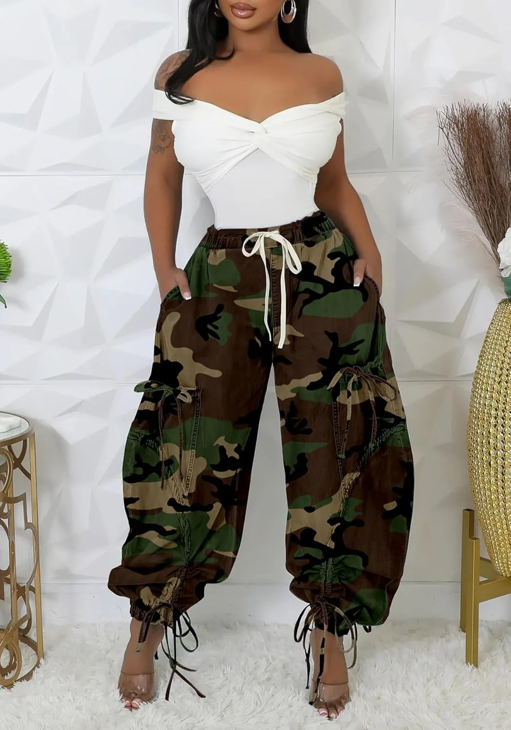 Women's Baggy Jeans Wide Leg Denim Pants Drawstring Bow Tie Joggers Trousers with Pockets Sweatpants