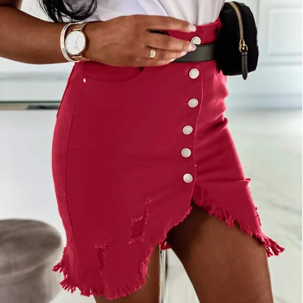 Womens Button Split Skirt Women's Skirt Skirts Button Fashion Design Summer Front Open Denim Skirt Skirts for