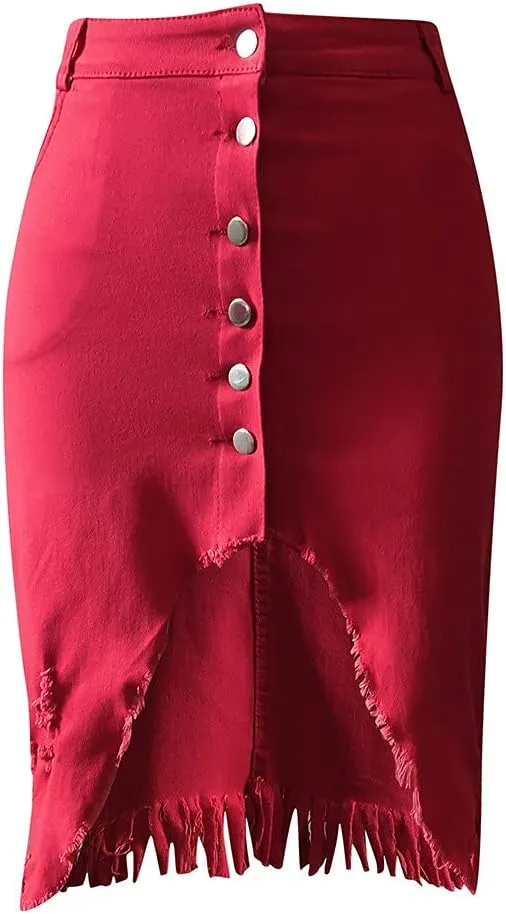 Womens Button Split Skirt Women's Skirt Skirts Button Fashion Design Summer Front Open Denim Skirt Skirts for