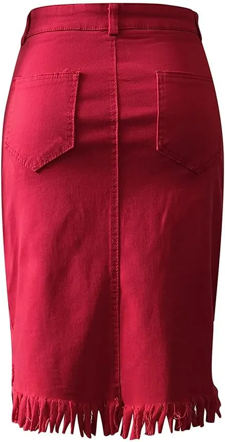 Womens Button Split Skirt Women's Skirt Skirts Button Fashion Design Summer Front Open Denim Skirt Skirts for