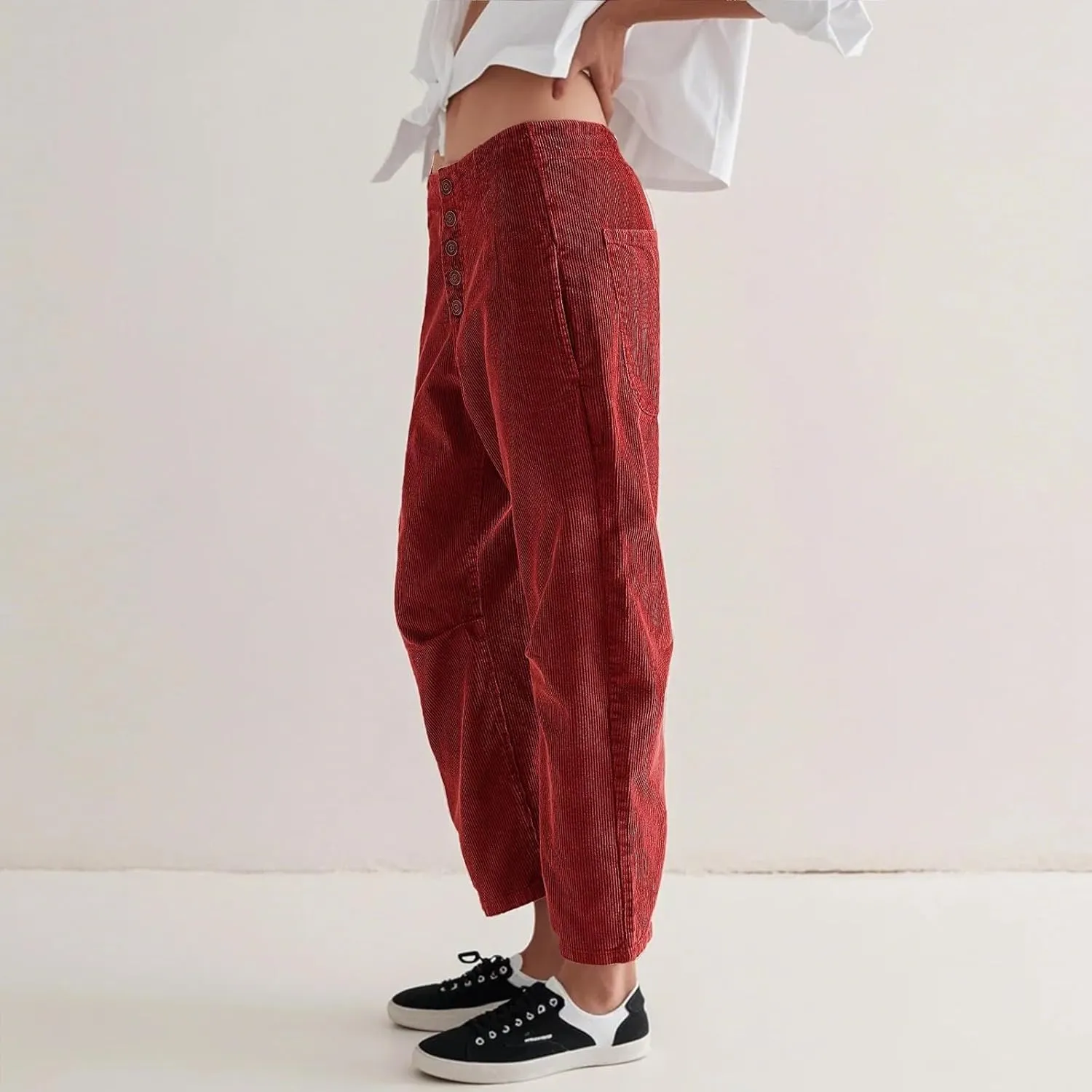 Womens Cargo Pants Button Travel Gym Y2K Straight Leg High Waisted Hiking Pants Baggy Trendy Multiple Pocket Trousers