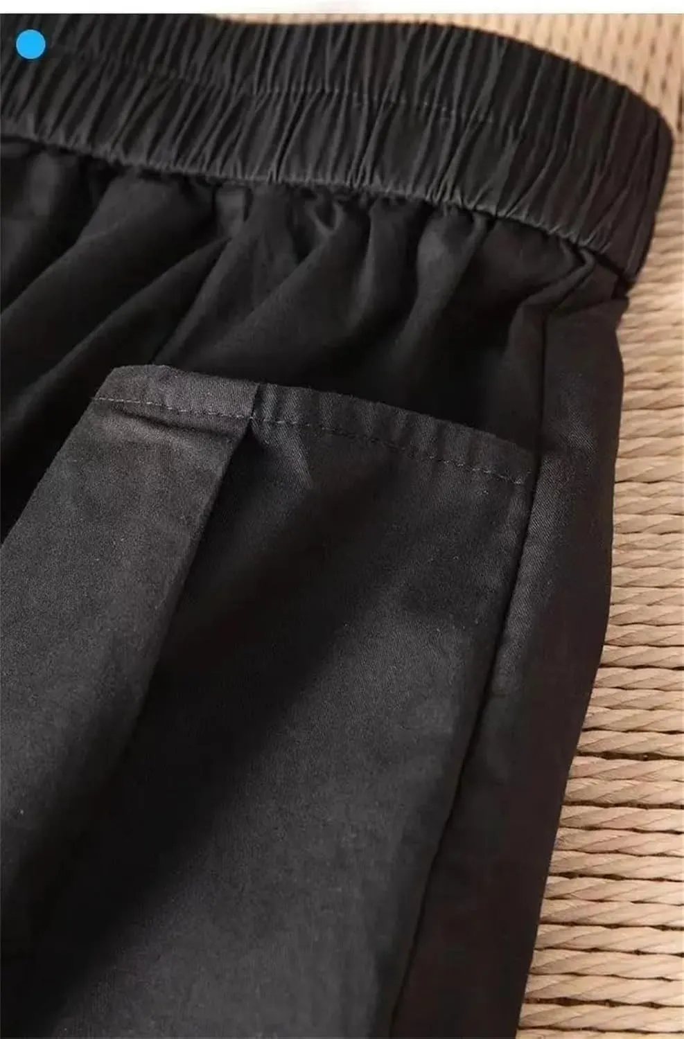 Women's Casual Washed Cotton Elastic Waist Slim Stpaight A Line Skirt with Large Pocket