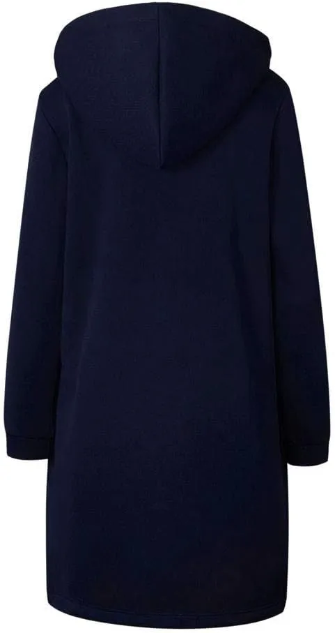 Women's Casual Zip Up Hoodies Long Tunic Sweatshirt Winter Windproof Drawstring Hooded Jacket Outerwear with Pockets