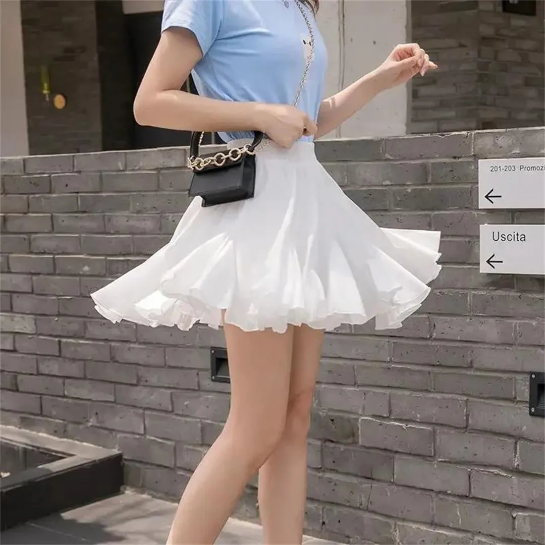 Women's Chiffon Skirt Floral Casual Pleated Mini Skirt Women's A-Line Skirt