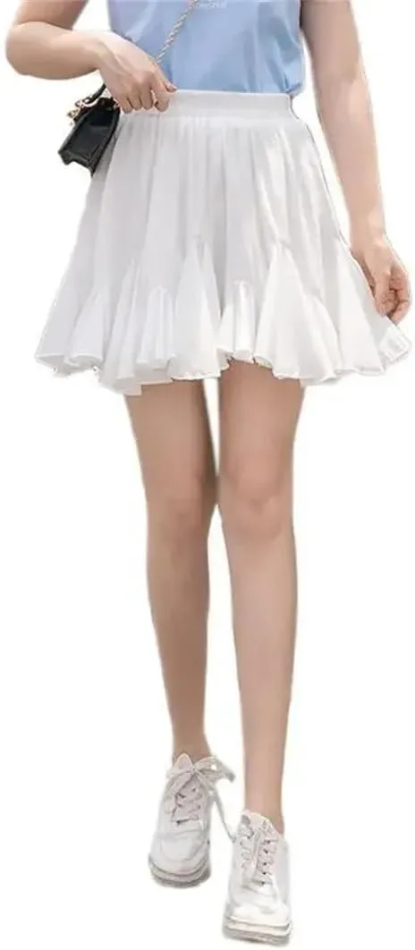 Women's Chiffon Skirt Floral Casual Pleated Mini Skirt Women's A-Line Skirt