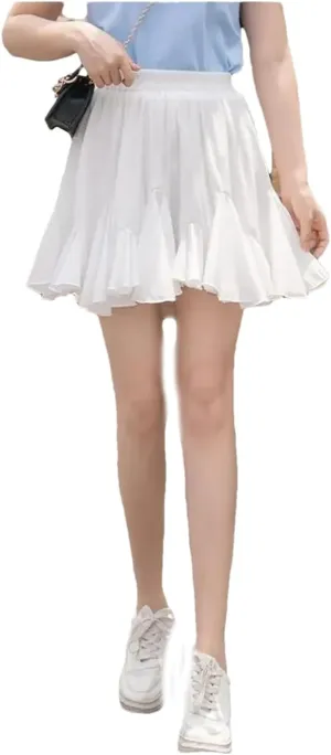 Women's Chiffon Skirt Floral Casual Pleated Mini Skirt Women's A-Line Skirt