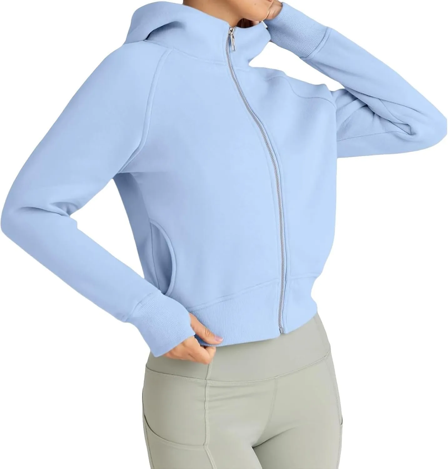 Womens Cropped Zip Up Hoodies Fleece Fall Outfits Casual Comfy Y2k Tops Winter Jackets Sweatshirts Clothes