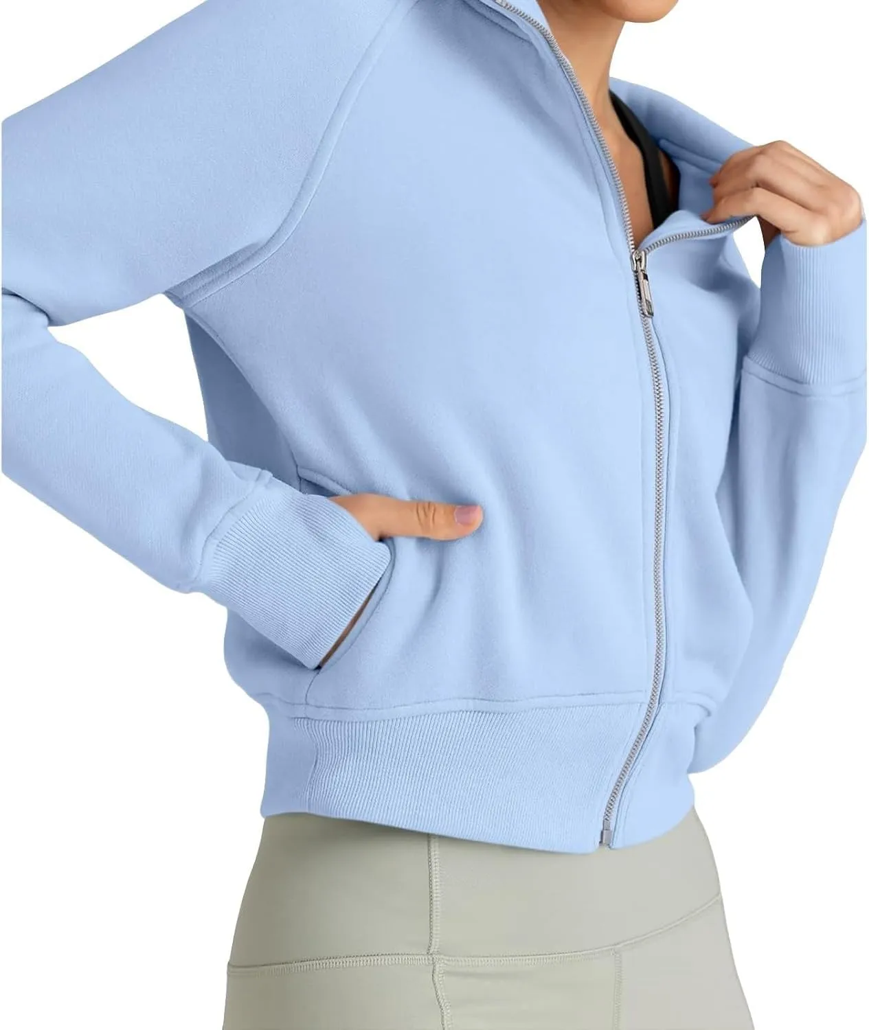 Womens Cropped Zip Up Hoodies Fleece Fall Outfits Casual Comfy Y2k Tops Winter Jackets Sweatshirts Clothes