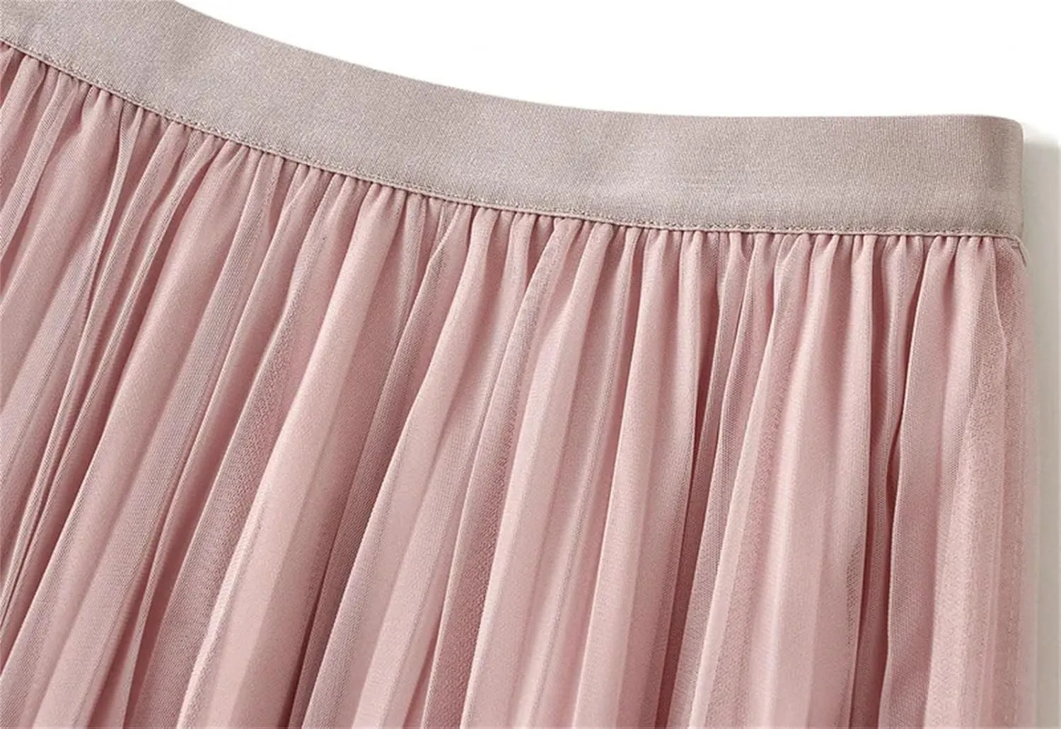 Women's Elastic Waist Pleated Printed A-Line Skirt High Waist Loose Mid-Calf Skirt