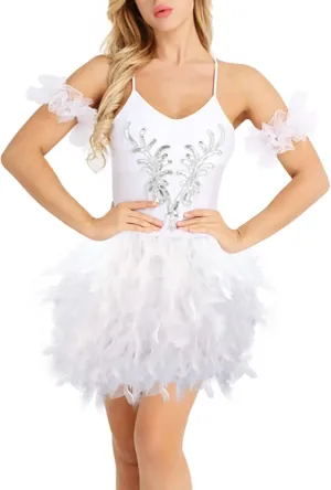 Women's Feather Skirt, Vintage Feather Skirts Party Faux Feather Sexy Short Mini A Line Skirt Furry Tutu Skirt