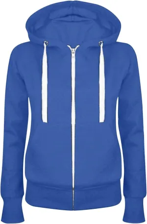 Womens Fleece Hoodies Long Sleeve Drawstring Sweatshirts Full Zip Up Sweater Hooded Jackets Coat with Pocket
