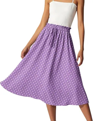 Women's Flowy Maxi Skirt Boho Summer Pleated High Waisted Casual Smocked Long Skirts with Pockets