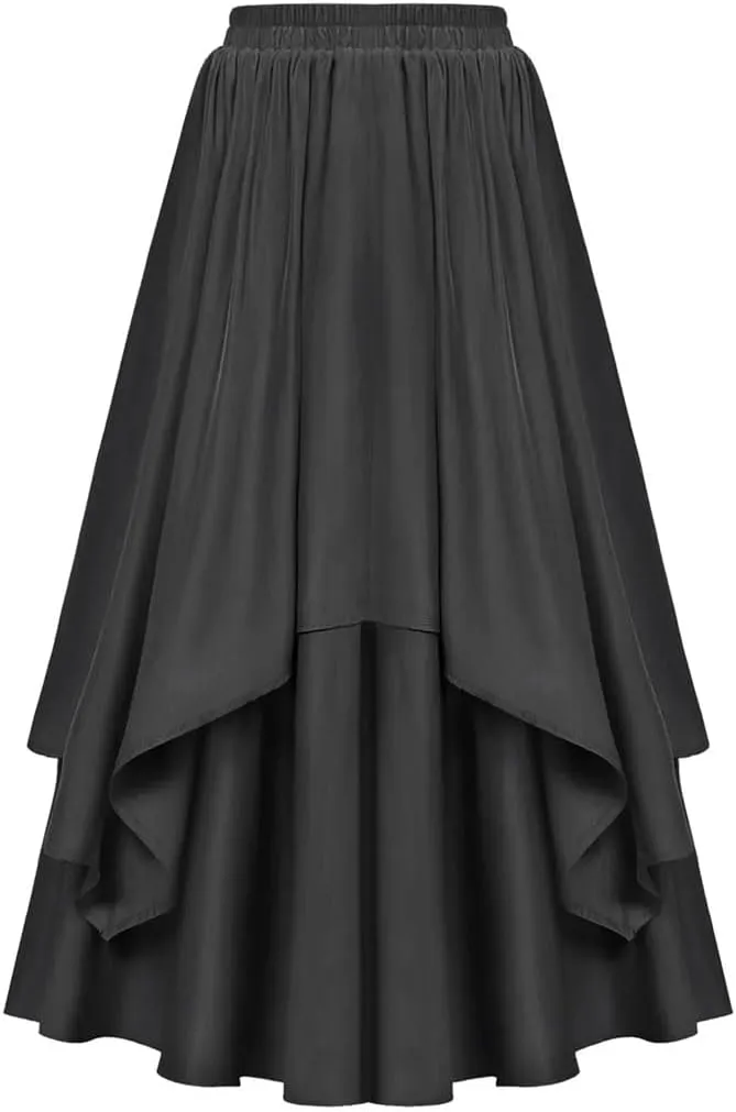 Women's High Waist A-Line Skirt Irregular Ruffle Edge Spliced Skirt Women Vinage Skirts