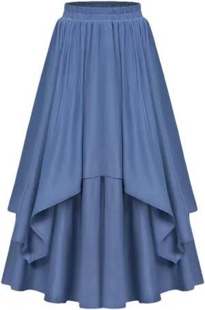 Women's High Waist A-Line Skirt Irregular Ruffle Edge Spliced Skirt Women Vinage Skirts