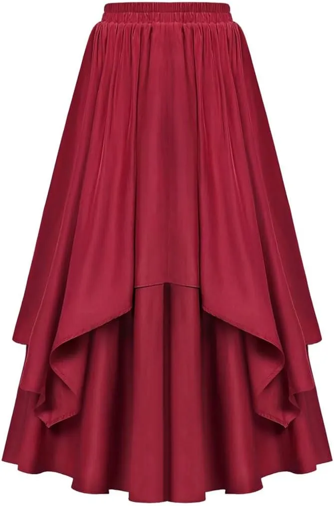 Women's High Waist A-Line Skirt Irregular Ruffle Edge Spliced Skirt Women Vinage Skirts