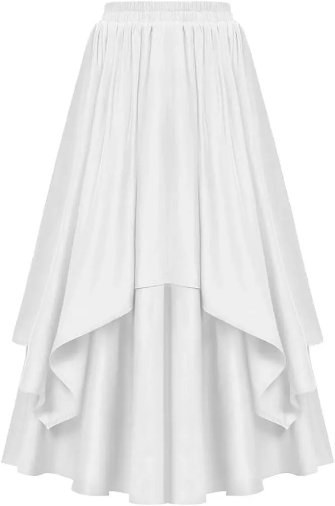 Women's High Waist A-Line Skirt Irregular Ruffle Edge Spliced Skirt Women Vinage Skirts
