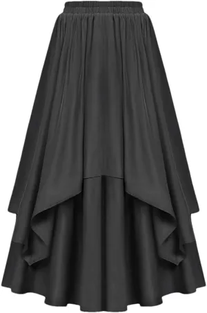 Women's High Waist A-Line Skirt Irregular Ruffle Edge Spliced Skirt Women Vinage Skirts