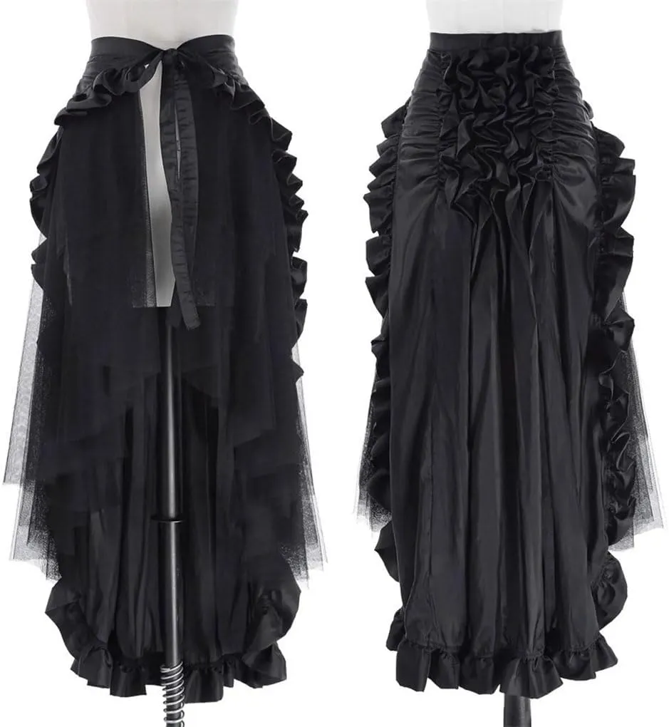 Women's High Waist A-Line Skirt, Ruffles Tulle Irregular Casual Skirt, Women Party Skirt