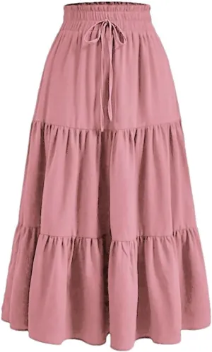 Women's High Waist Pleated A-Line Skirt Casual Office Lady Temperament Thin Floral Skirt
