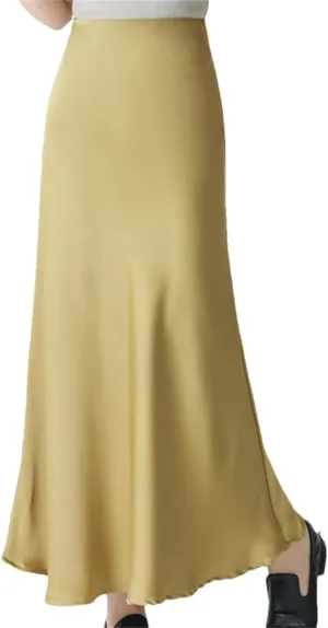 Women's High Waist Satin A Line Skirt Casual Work Office Beach Holiday Fishtail Skirt