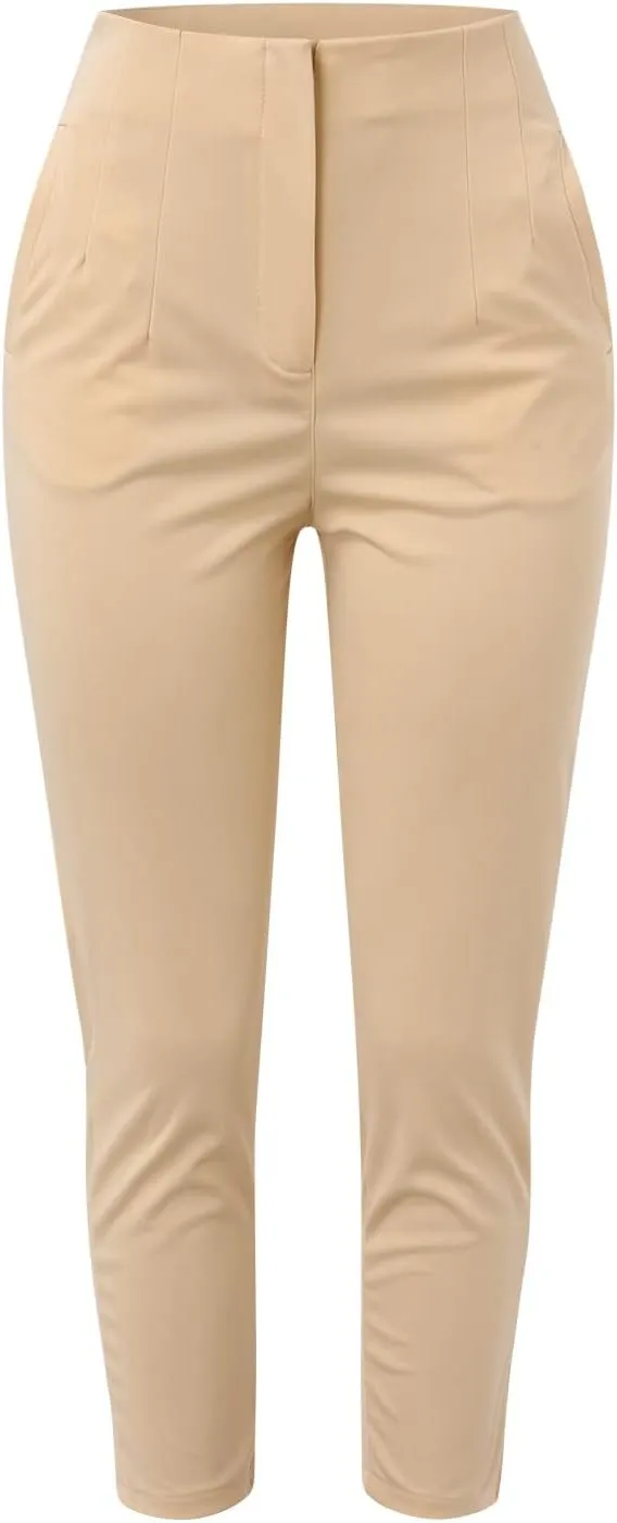 Womens High Waisted Fashion Pants 2025 Trendy Skinny Business Work Casual Pencil Trousers with Pockets