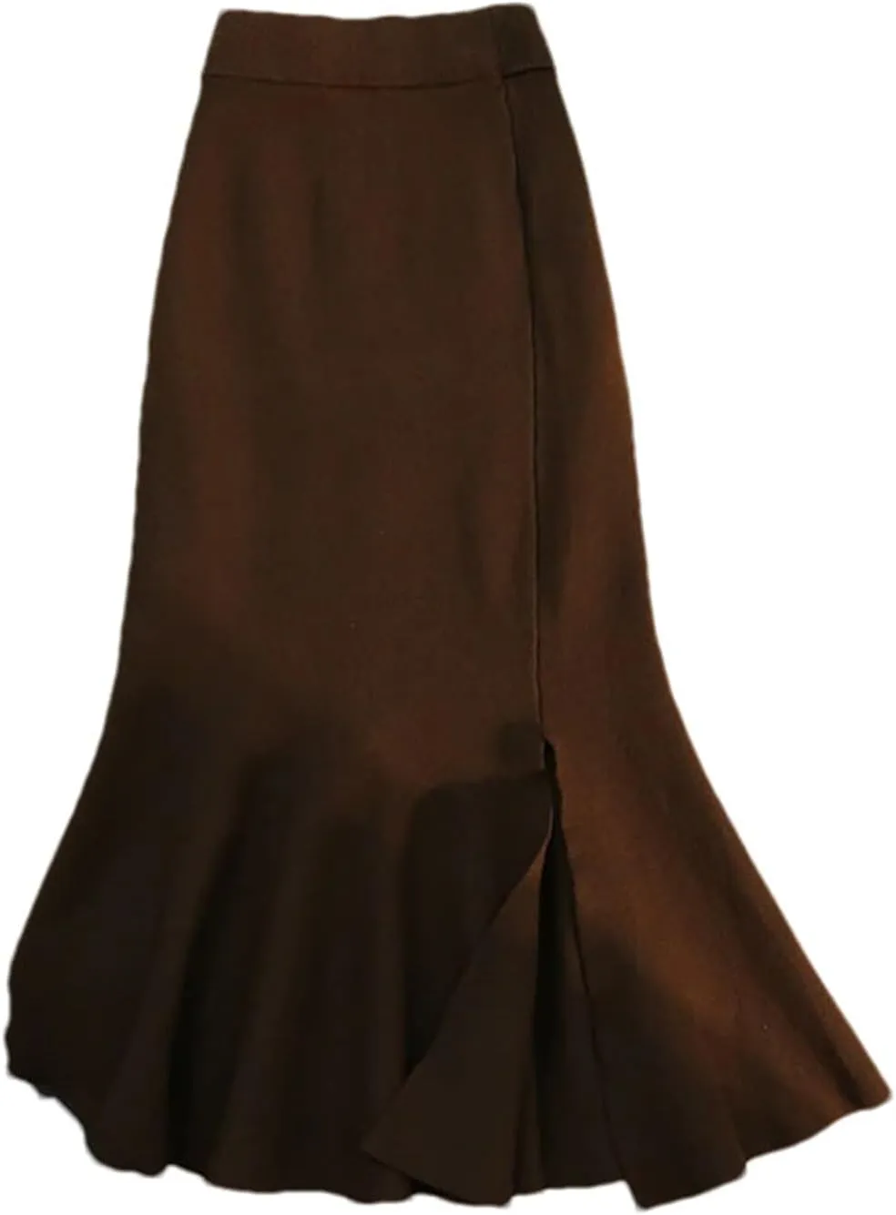 Women's Knitted A-Line Skirt Side Slit Solid Color High Waist Casual Fishtail Skirt