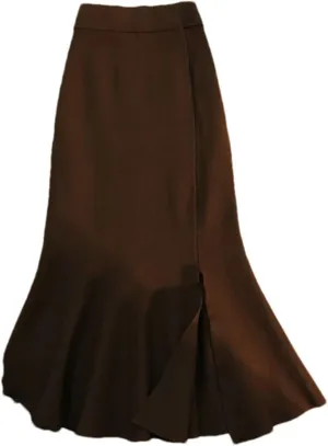 Women's Knitted A-Line Skirt Side Slit Solid Color High Waist Casual Fishtail Skirt