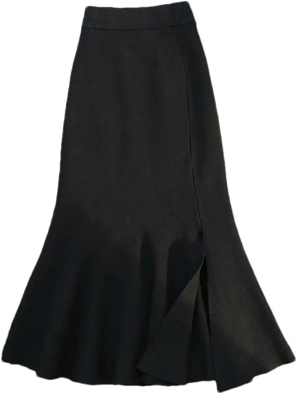 Women's Knitted A-Line Skirt Side Slit Solid Color High Waist Casual Fishtail Skirt