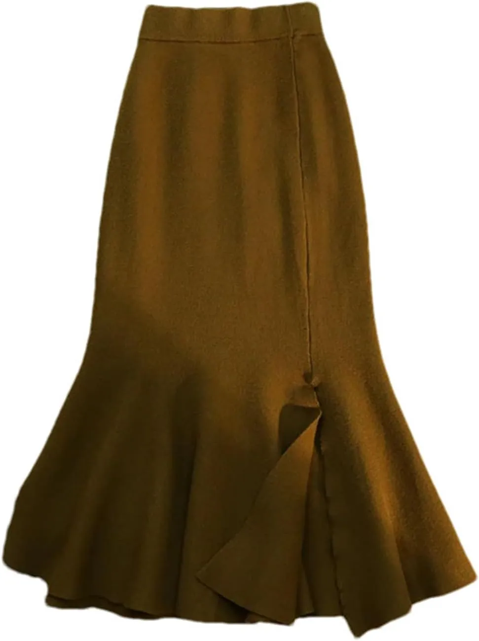 Women's Knitted A-Line Skirt Side Slit Solid Color High Waist Casual Fishtail Skirt