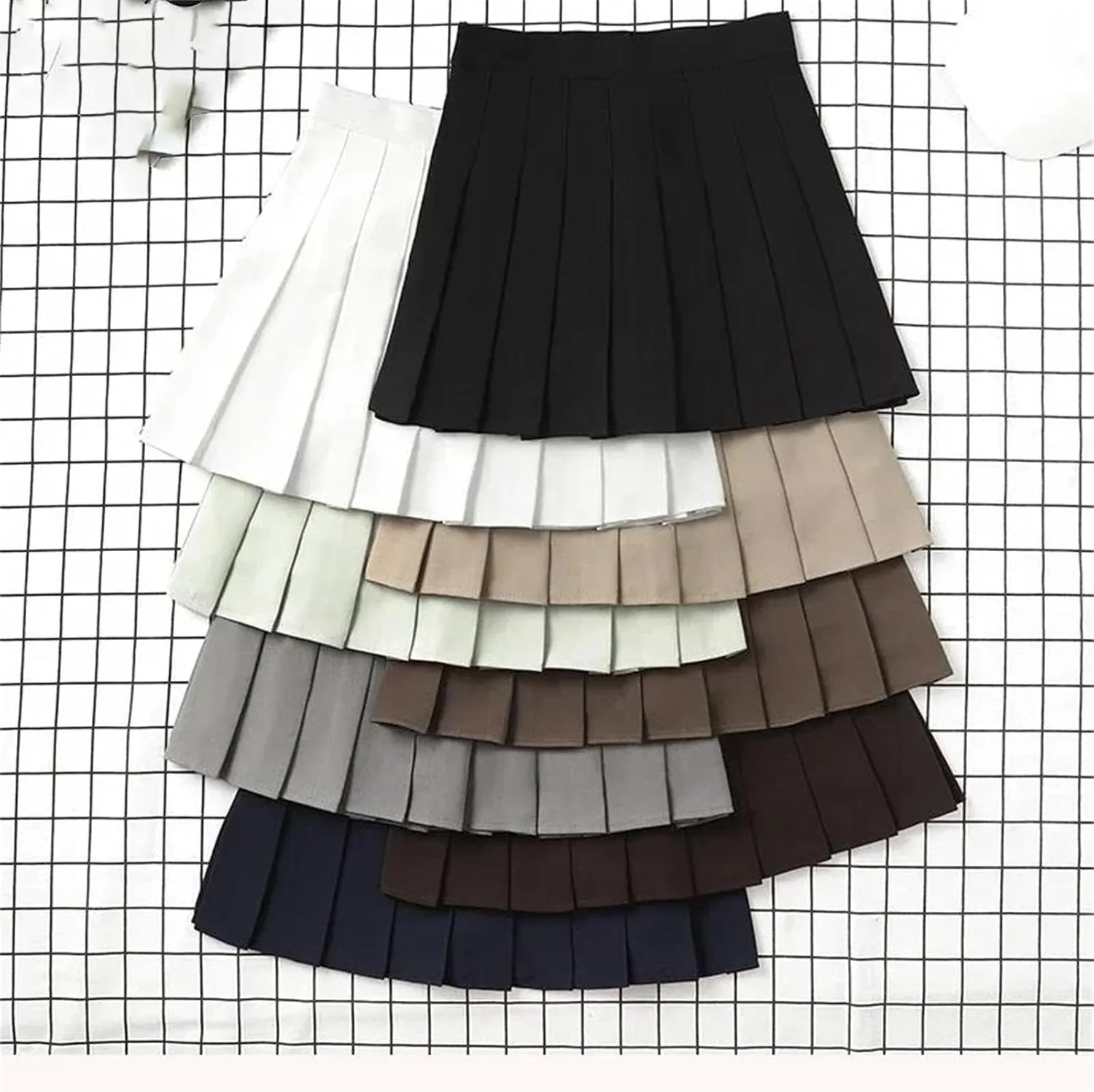 Women's Korean Style Pleated Mini Skirts Summer High Waist A-LINE Skirt