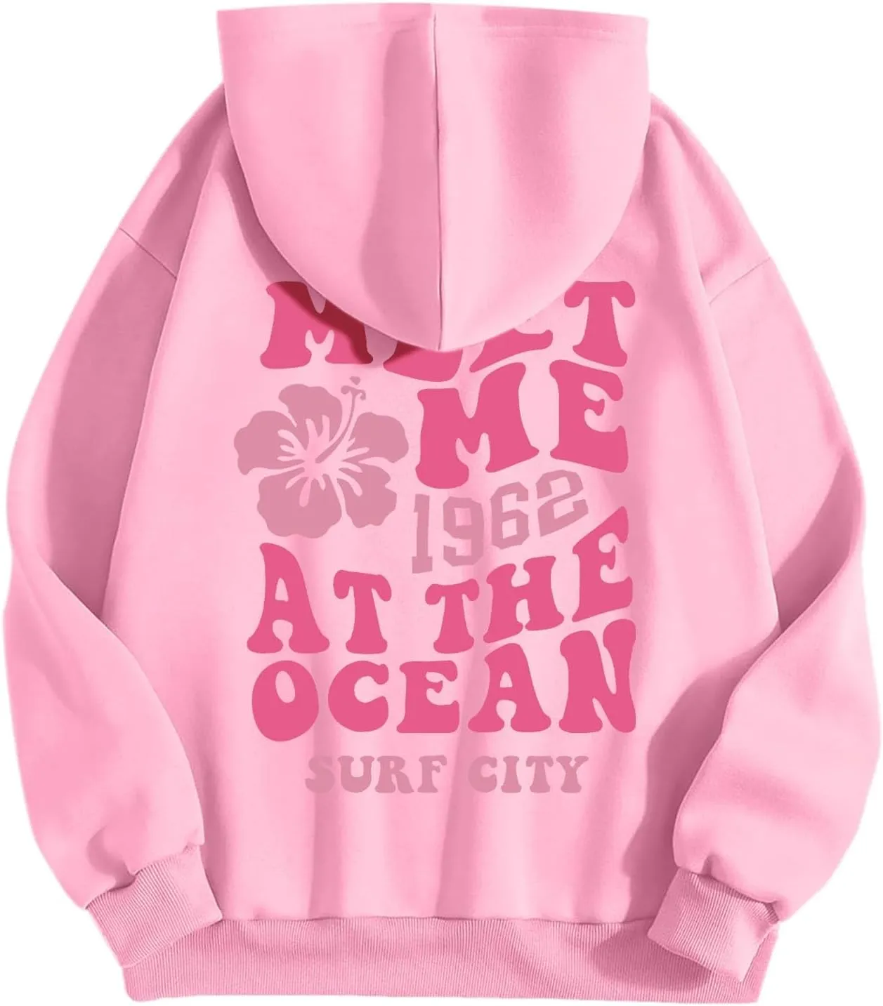 Womens Letter Print Hoodies Cute Graphic Preppy Sweatshirt Long Sleeve Pullover with Pockets 2024 Fall Winter Outfits
