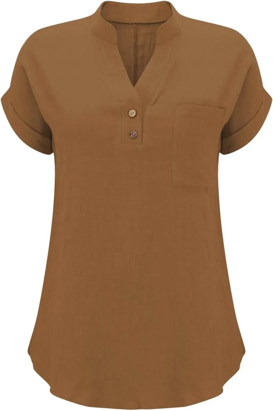 Womens Linen Shirt Cotton Gauze Tops Short Sleeve V Neck Button Henley Shirts Causal Summer Blouses Linen Clothing