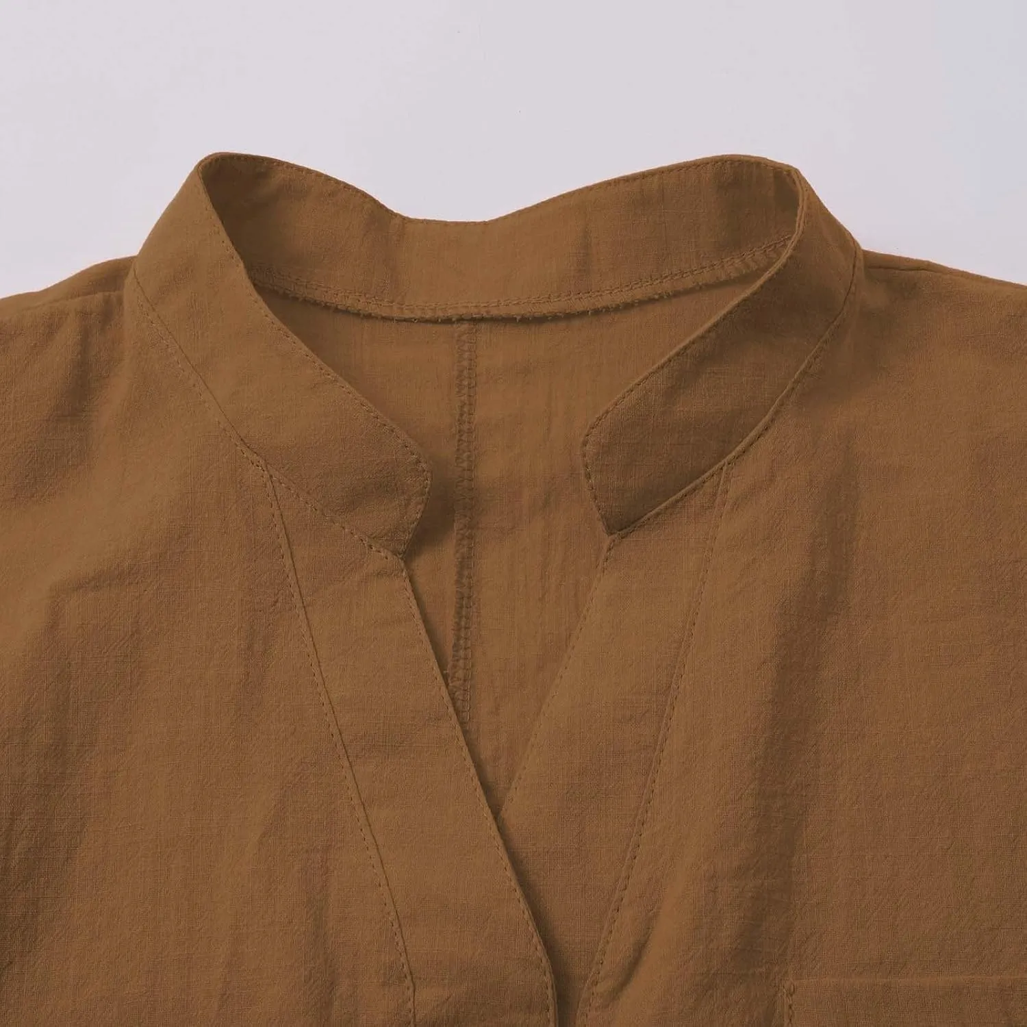 Womens Linen Shirt Cotton Gauze Tops Short Sleeve V Neck Button Henley Shirts Causal Summer Blouses Linen Clothing