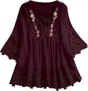 Women's Linen Shirts V-Neck Button Down Blouses Collar Trendy Dressy Tshirt Long Sleeve Loose Tunic Top