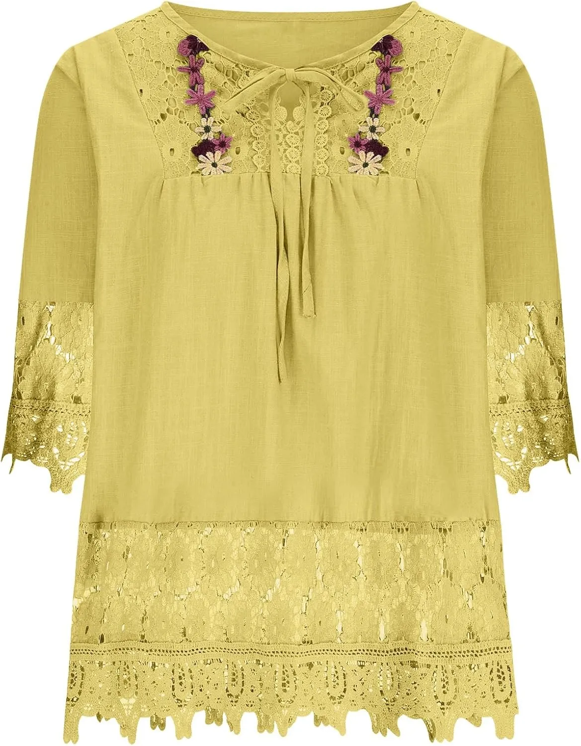Womens Linen Shirts V-Neck Buttons Blouse Bohemian Boho Lightweight Tee Tops Short Sleeve Loose Fit T-Shirt