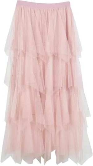 Women's Long Maxi Tulle Skirts High Waisted A-Line Ruffle Tiered Layered Mesh Tutu Skirt Petticoat