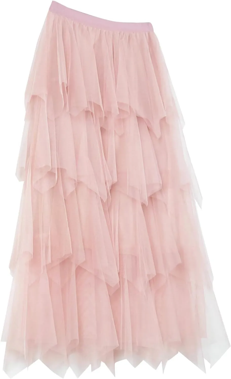 Women's Long Maxi Tulle Skirts High Waisted A-Line Ruffle Tiered Layered Mesh Tutu Skirt Petticoat