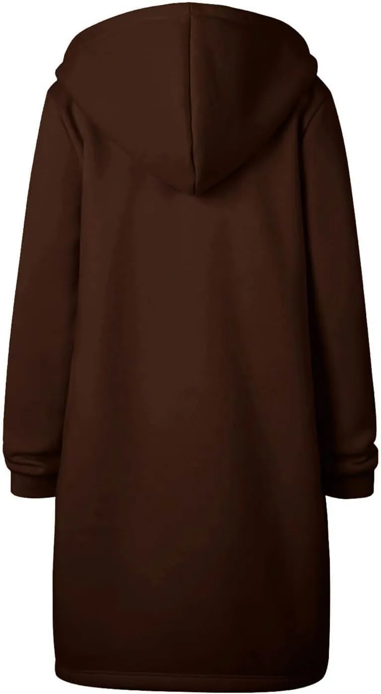 Womens Long Sweatshirts Oversized Zip Up Hoodies Knee length Long Fleece Tunic Sweatshirts Fall Hoodie Jackets Coats