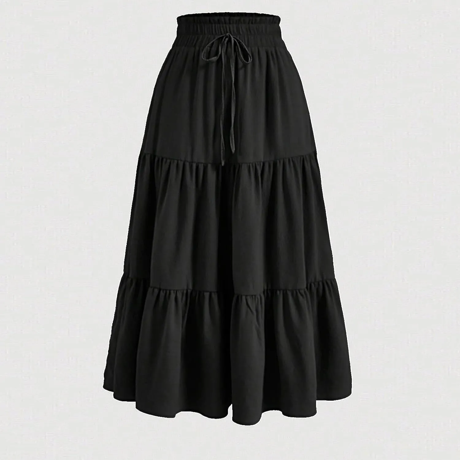 Womens Maxi Skirt 2025 Summer Comfy Tiered Elastic High Waisted Skirts Floral Boho Beach Vacation Long Skirts